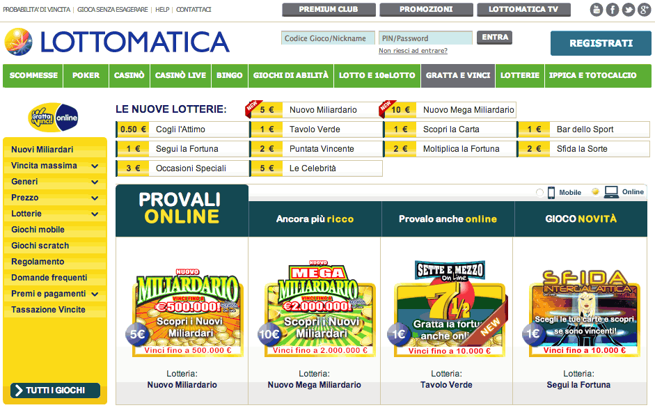 lottomatica 10eLotto SuperEnalotto