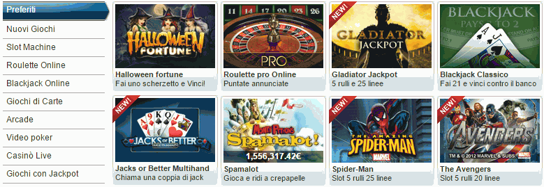 Slot Machine, Roulette e Giochi di Carte William Hill Giochi