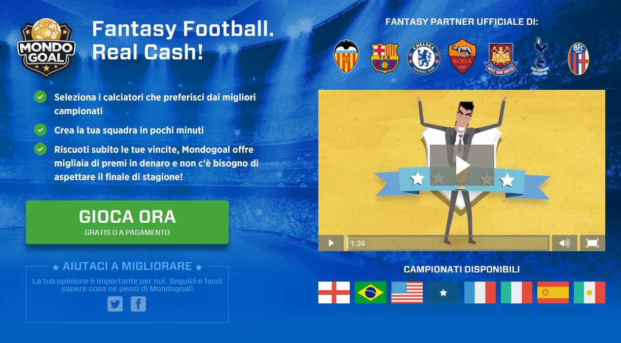 Mondogoal promozione Mondogoal home