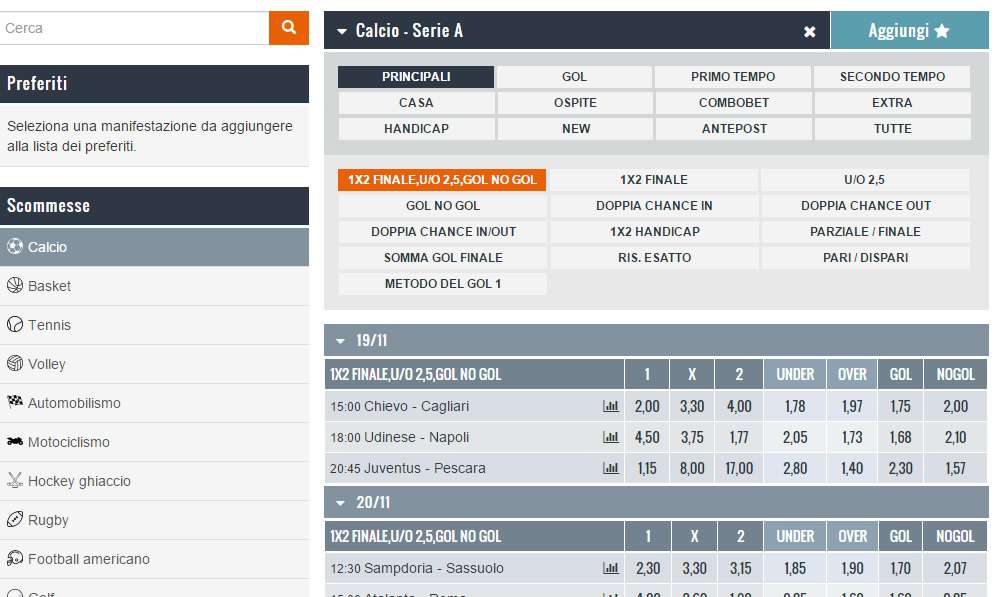 Snai palinsesto scommesse palinsesto