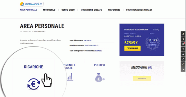 ricarica e deposito lottomatica