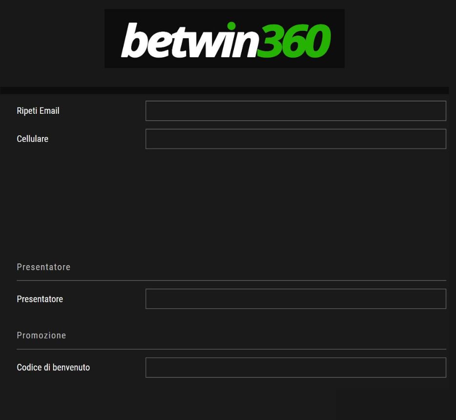 codice di benvenuto betwin360